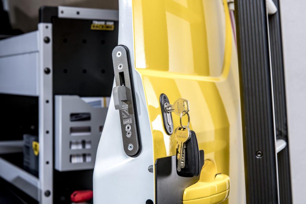 hook lock on rear door of van by van guard